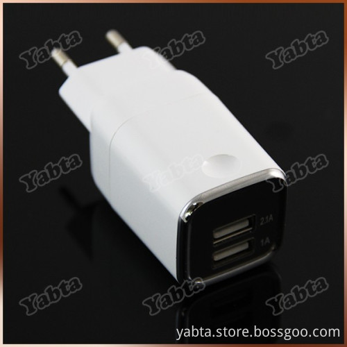 US UK EU Plug 5V 2.4A Dual USB Travel Charger White